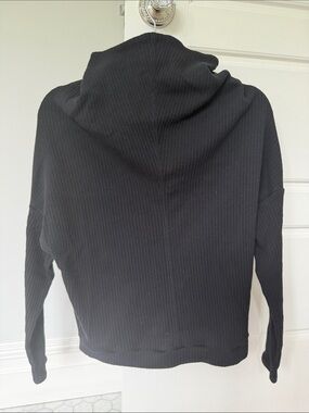 Free People Black Ribbed Long Sleeve Mock Turtleneck Cowl Neck